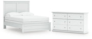 Bostwick Shoals Full Panel Bed and Dresser in White - PKG021569