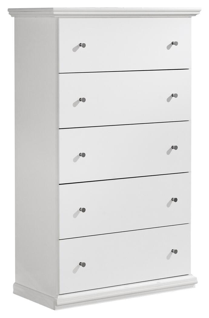 Bostwick Shoals Full Panel Bed, Dresser, Mirror and Chest in White - PKG021567