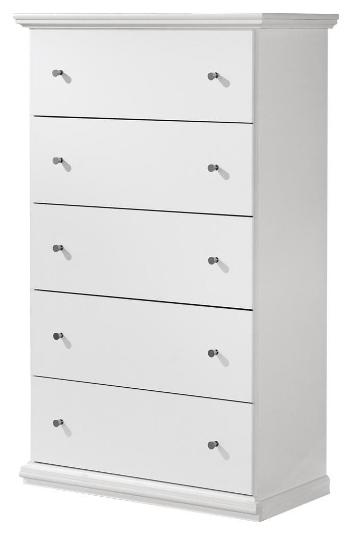 Bostwick Shoals Full Panel Bed, Dresser, Mirror, Chest and Nightstand in White - PKG021568