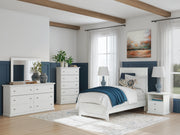 Bostwick Shoals Full Panel Bed, Dresser, Mirror, Chest and Nightstand in White - PKG021568