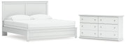 Bostwick Shoals King Panel Bed and Dresser in White - PKG021585