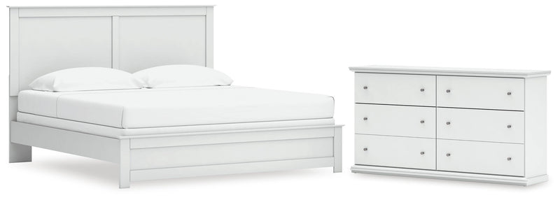 Bostwick Shoals King Panel Bed and Dresser in White - PKG021585