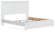 Bostwick Shoals King Panel Bed with Mirrored Dresser and Nightstand in White from Ashley - Luna Furniture