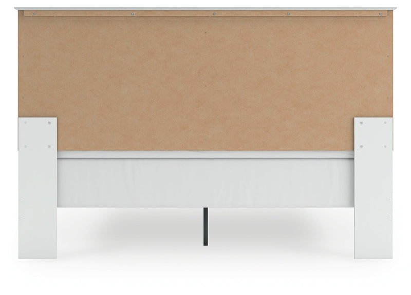 Bostwick Shoals King Panel Bed with Mirrored Dresser and Nightstand in White from Ashley - Luna Furniture