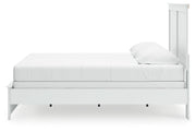 Bostwick Shoals King Panel Bed with Mirrored Dresser and Nightstand in White from Ashley - Luna Furniture