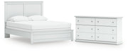 Bostwick Shoals Queen Panel Bed and Dresser in White - PKG021577
