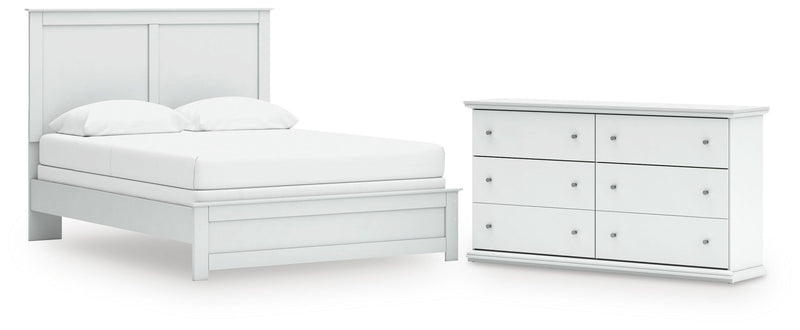Bostwick Shoals Queen Panel Bed and Dresser in White - PKG021577