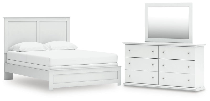 Bostwick Shoals Queen Panel Bed, Dresser and Mirror in White - PKG021571