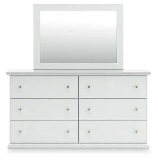 Bostwick Shoals Queen Panel Bed, Dresser, Mirror and 2 Nightstands in White - PKG021572