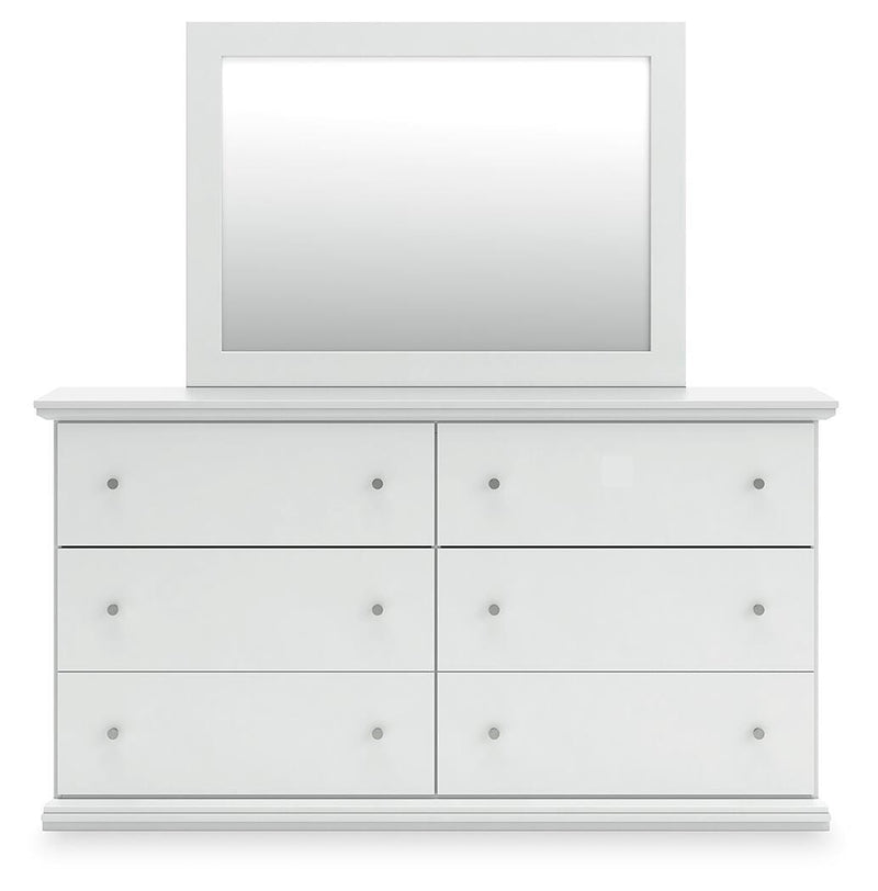 Bostwick Shoals Queen Panel Bed, Dresser, Mirror and Chest in White - PKG021575