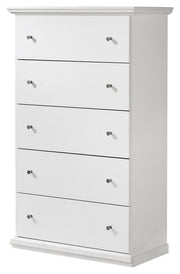 Bostwick Shoals Queen Panel Bed, Dresser, Mirror and Chest in White - PKG021575