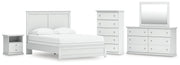 Bostwick Shoals Queen Panel Bed, Dresser, Mirror, Chest and Nightstand in White - PKG021576