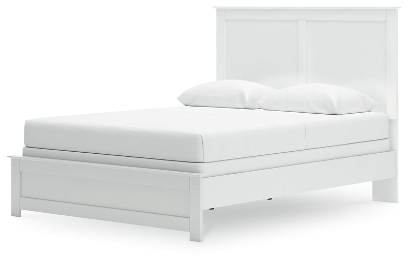 Bostwick Shoals Queen Panel Bed with Mirrored Dresser and Nightstand in White from Ashley - Luna Furniture