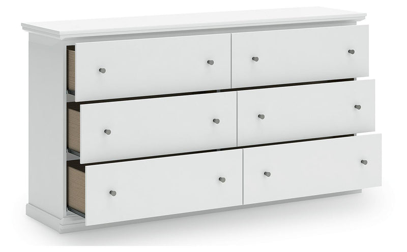 Bostwick Shoals Twin Panel Bed and Dresser in White - PKG021561