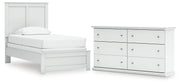 Bostwick Shoals Twin Panel Bed and Dresser in White - PKG021561