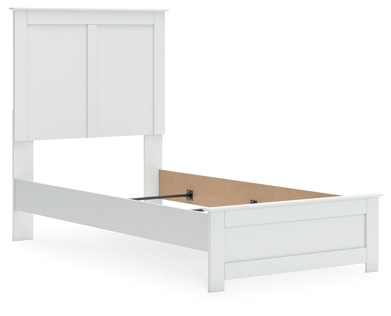 Bostwick Shoals Twin Panel Bed with Mirrored Dresser and Nightstand in White from Ashley - Luna Furniture