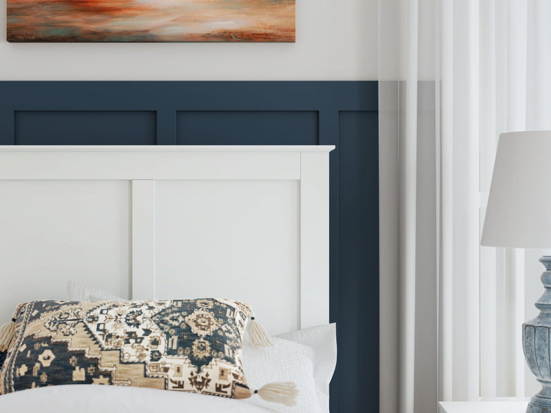 Bostwick Shoals Twin Panel Bed with Mirrored Dresser and Nightstand in White from Ashley - Luna Furniture