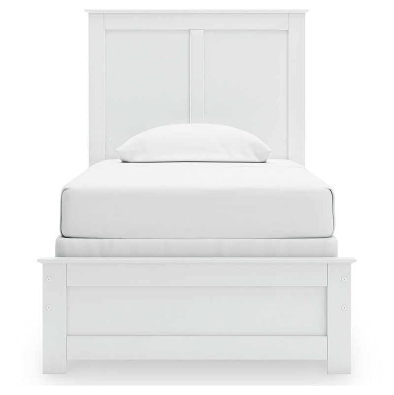 Bostwick Shoals Twin Panel Bed with Mirrored Dresser and Nightstand in White from Ashley - Luna Furniture