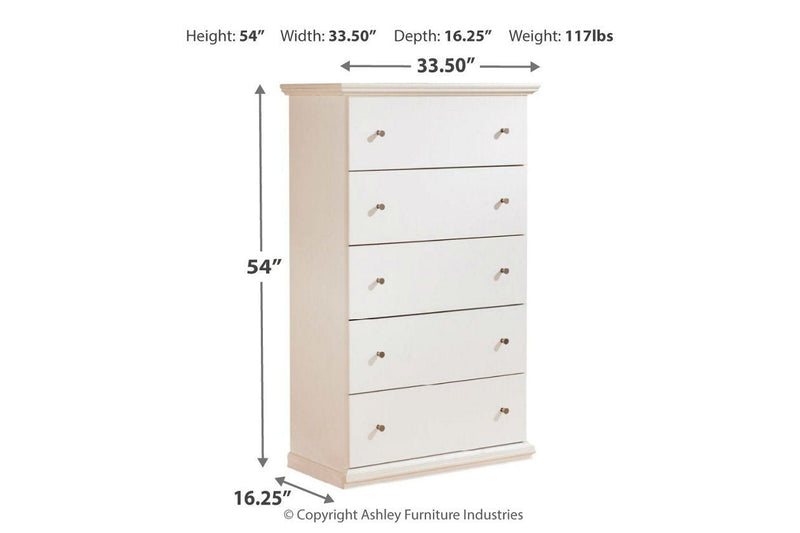 Bostwick Shoals White Chest of Drawers - Gate FurnitureChest