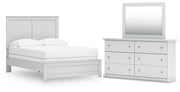 Bostwick Shoals White Full Panel Bed, Dresser and Mirror - B139B48