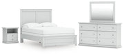 Bostwick Shoals White Full Panel Bed, Dresser, Mirror and Nightstand - B139B58