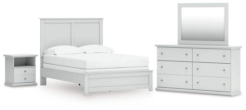 Bostwick Shoals White Full Panel Bed, Dresser, Mirror and Nightstand - B139B58