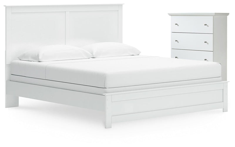 Bostwick Shoals White King Panel Bed and Chest - B139B63