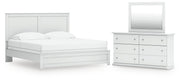 Bostwick Shoals White King Panel Bed, Dresser and Mirror - B139B67