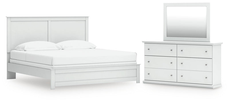 Bostwick Shoals White King Panel Bed, Dresser and Mirror - B139B67