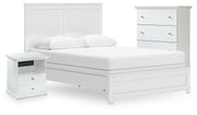 Bostwick Shoals White Queen Panel Bed, Cheat and Nightstand - B139B68
