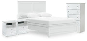 Bostwick Shoals White Queen Panel Bed, Chest and 2 Nightstands - B139B59