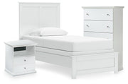 Bostwick Shoals White Twin Panel Bed, Chest and Nightstand - B139B64