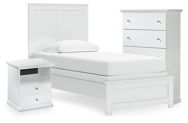 Bostwick Shoals White Twin Panel Bed, Chest and Nightstand - B139B64