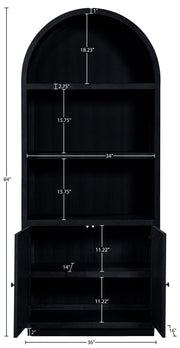 Botanical Natural Cane And Solid Wood Bookcase in Black - 77021Black