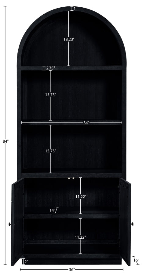 Botanical Natural Cane And Solid Wood Bookcase in Black - 77021Black