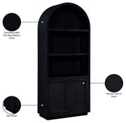 Botanical Natural Cane And Solid Wood Bookcase in Black - 77021Black