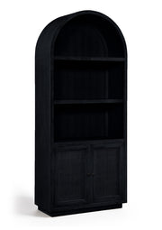 Botanical Natural Cane And Solid Wood Bookcase in Black - 77021Black