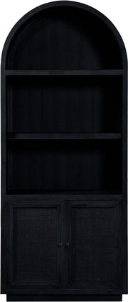 Botanical Natural Cane And Solid Wood Bookcase in Black - 77021Black