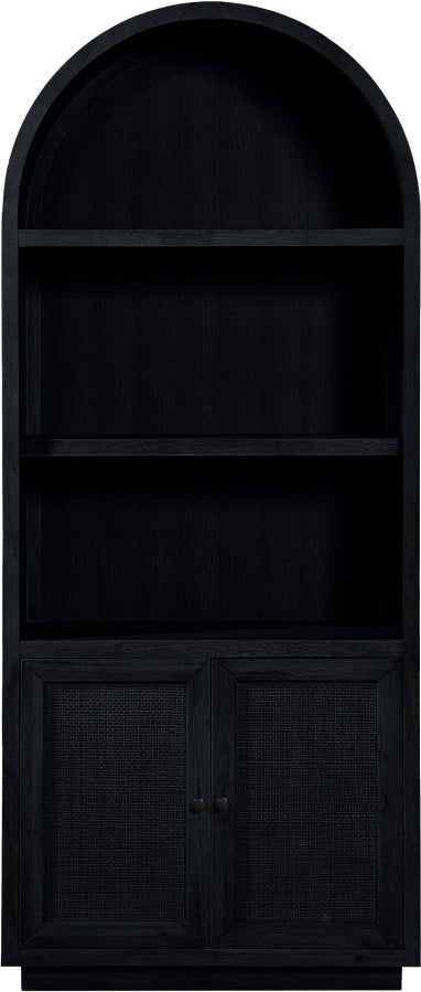 Botanical Natural Cane And Solid Wood Bookcase in Black - 77021Black