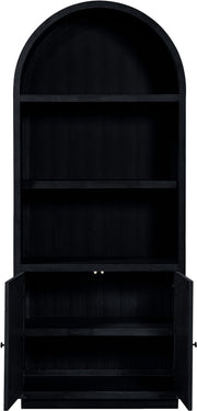Botanical Natural Cane And Solid Wood Bookcase in Black - 77021Black