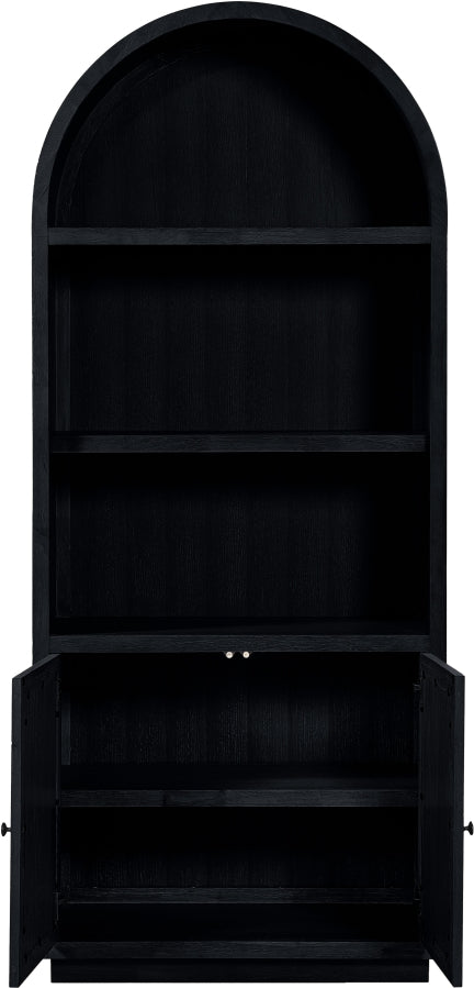 Botanical Natural Cane And Solid Wood Bookcase in Black - 77021Black