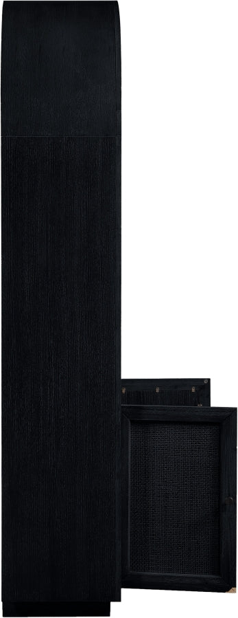 Botanical Natural Cane And Solid Wood Bookcase in Black - 77021Black