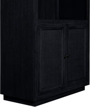 Botanical Natural Cane And Solid Wood Bookcase in Black - 77021Black