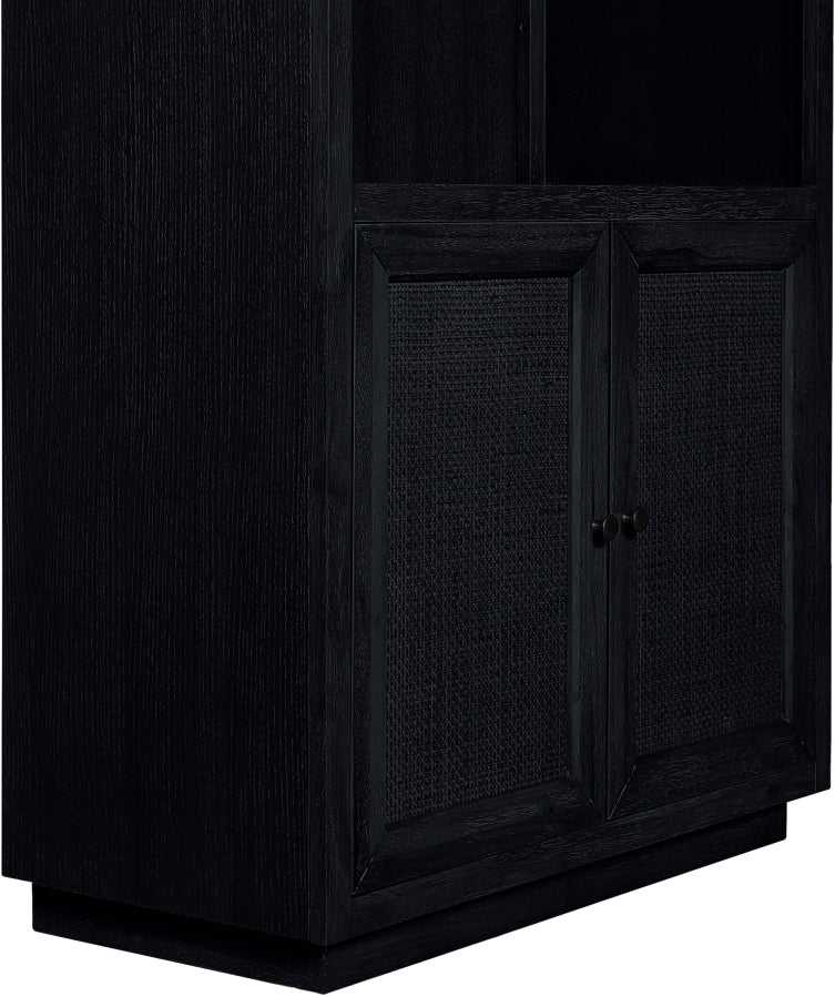 Botanical Natural Cane And Solid Wood Bookcase in Black - 77021Black