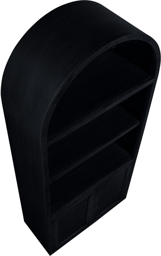 Botanical Natural Cane And Solid Wood Bookcase in Black - 77021Black