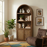Botanical Natural Cane And Solid Wood Bookcase in Brown - 77021Brown