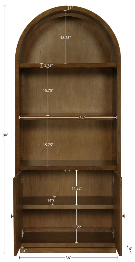 Botanical Natural Cane And Solid Wood Bookcase in Brown - 77021Brown