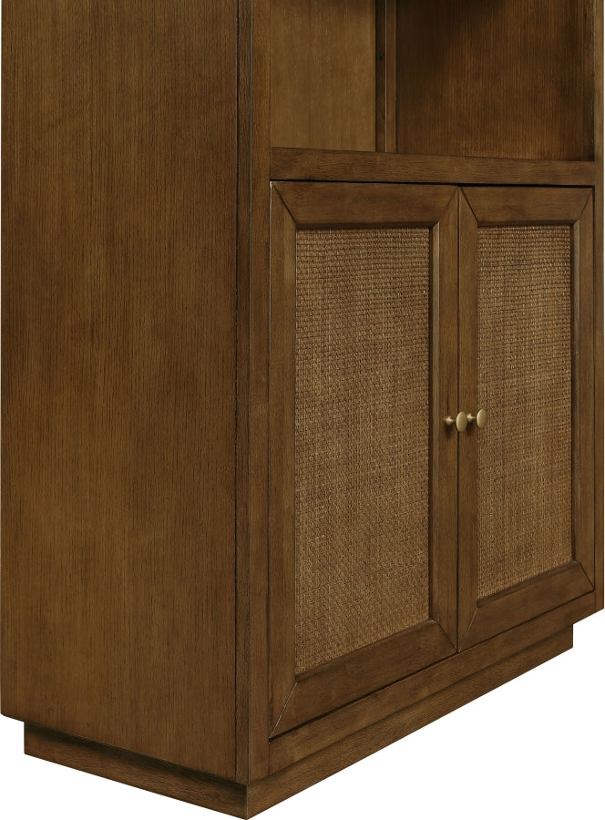 Botanical Natural Cane And Solid Wood Bookcase in Brown - 77021Brown