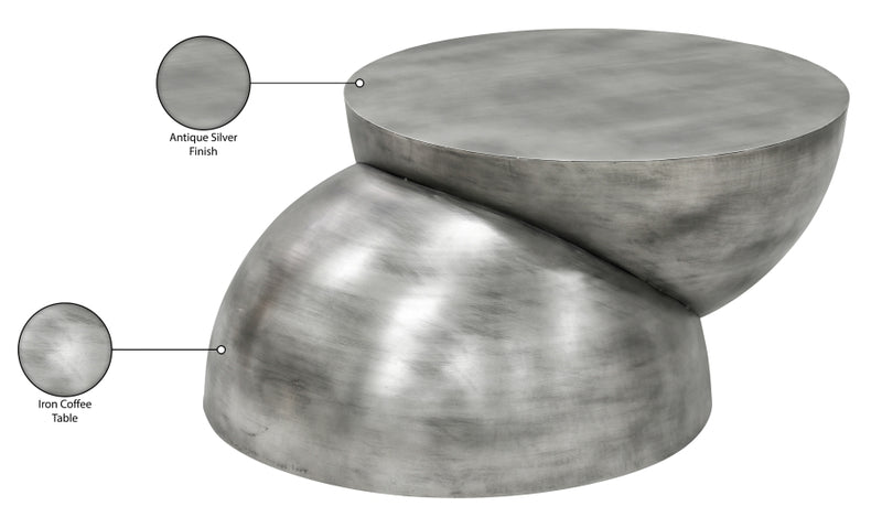 Boulder Iron Coffee Table in Silver - 77034Silver-CT