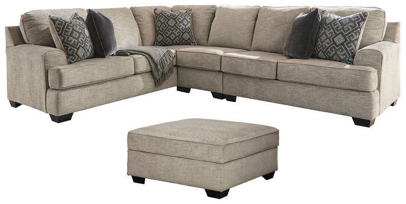 Bovarian 3-Piece Sectional with Ottoman in Stone - PKG001482